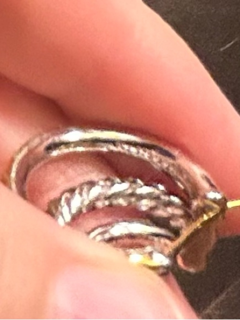 David Yurman Pave and 925/750 Three Cable  Hoop Earrings - Picture 7 of 8